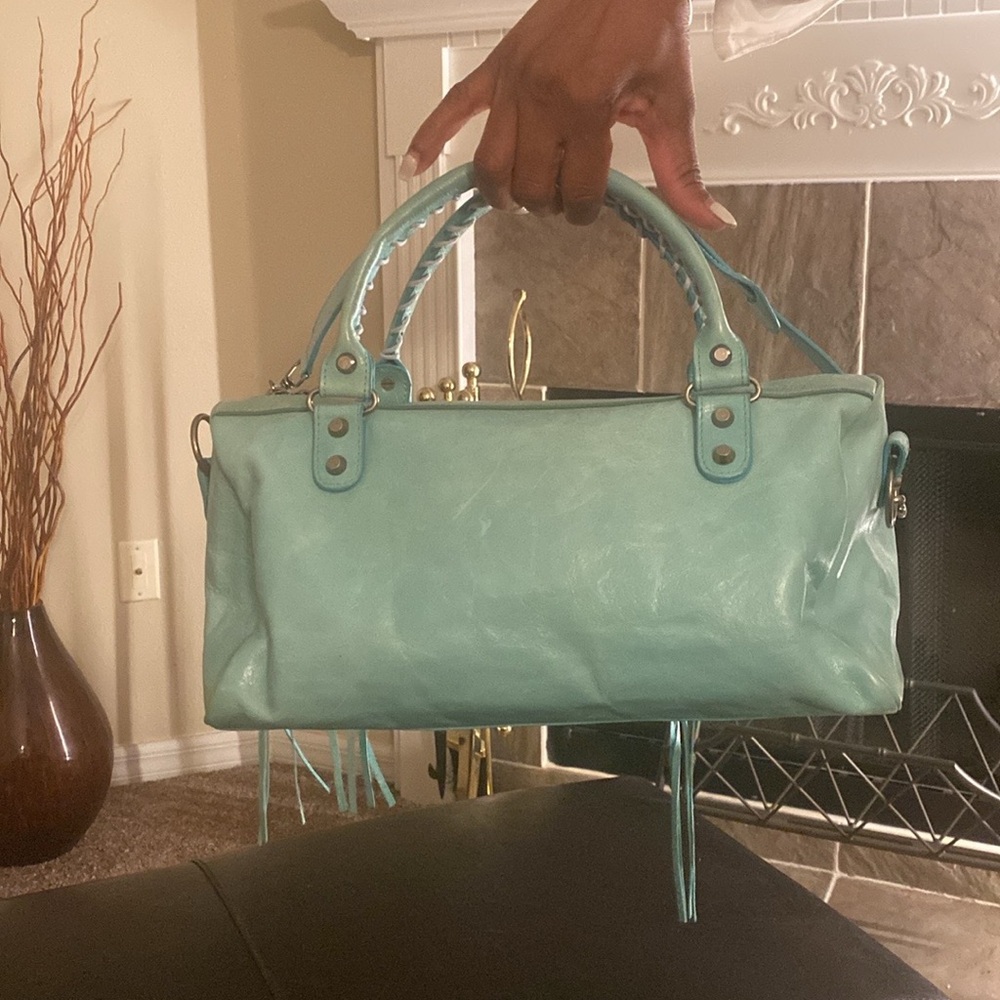 Blue Leather authentic Balenciaga Shoulder Bag with Structured Shape - Picture 3 of 6